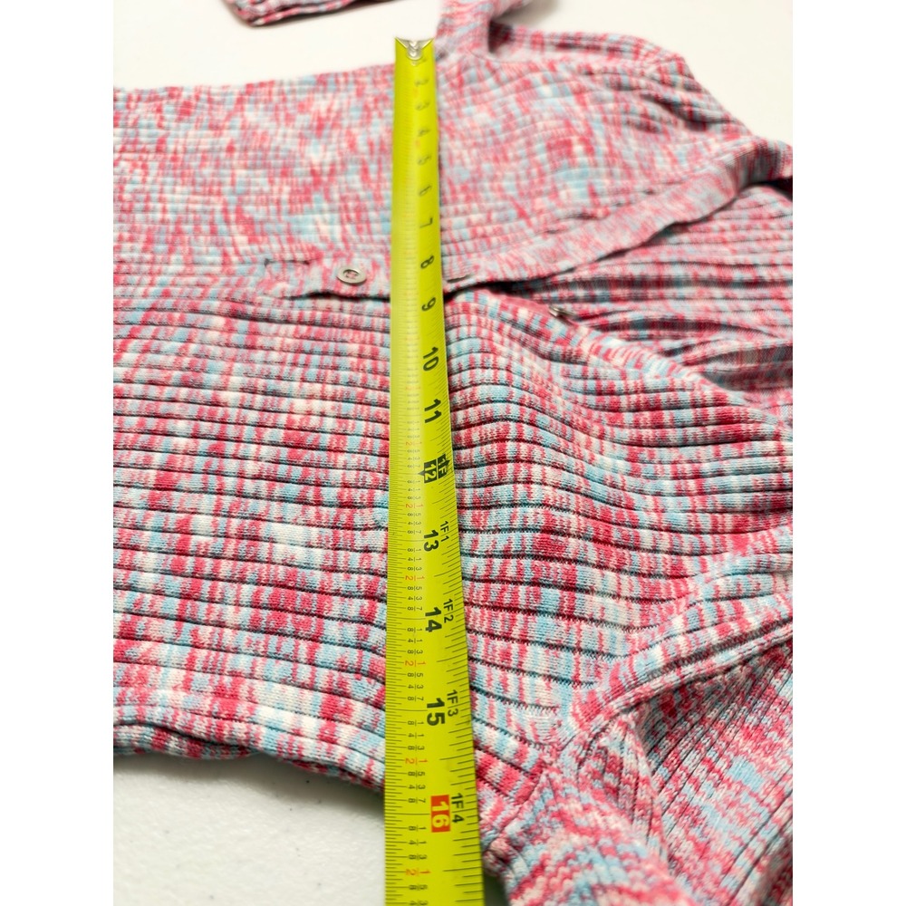 Sundance Pink Blue Space Dye Ribbed Henley Top Long Sleeve Button Cuff Small - Picture 5 of 8